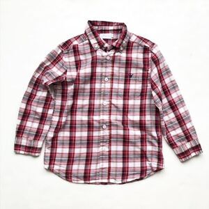 epk blue/red plaid button down shirt EUC 6Y